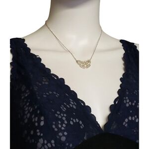 HS Elegant Silver Tone Butterfly Necklace.